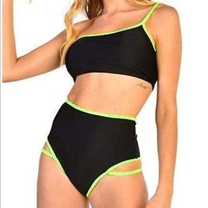 Black and Neon Green 2 Piece Set